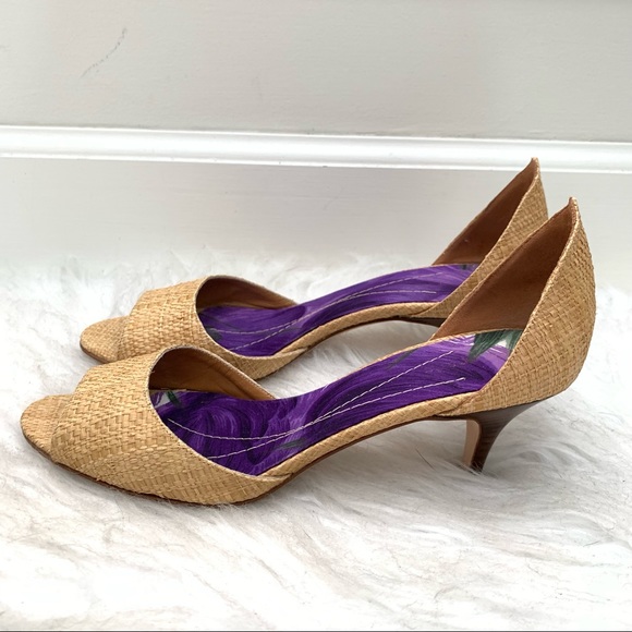 Kate Spade Eden Raffia Peep Toe Heels - Picture 6 of 9